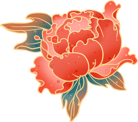 创意国潮风国庆节插画-牡丹花