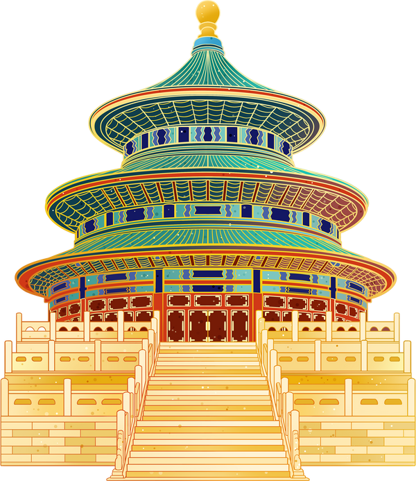 创意国潮风国庆节插画-天坛