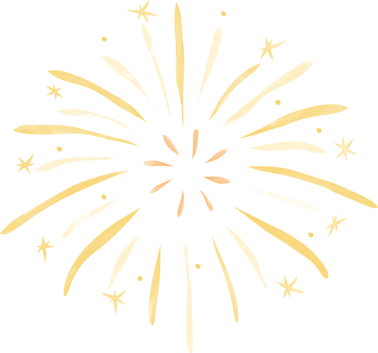 Gold Fireworks Watercolor  Illustration