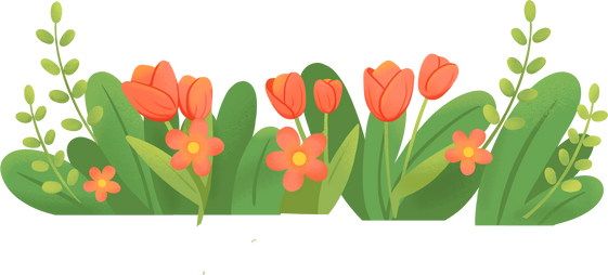 劳动节手绘人物插画-花丛