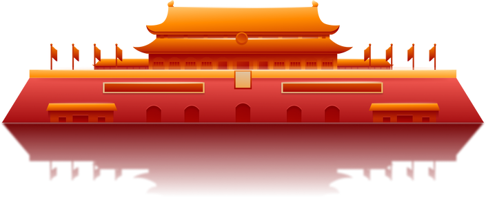 红色政务立体渐变插图-天安门带投影