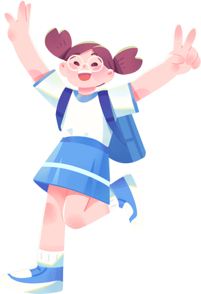 小学开学季蓝色扁平插画-女孩