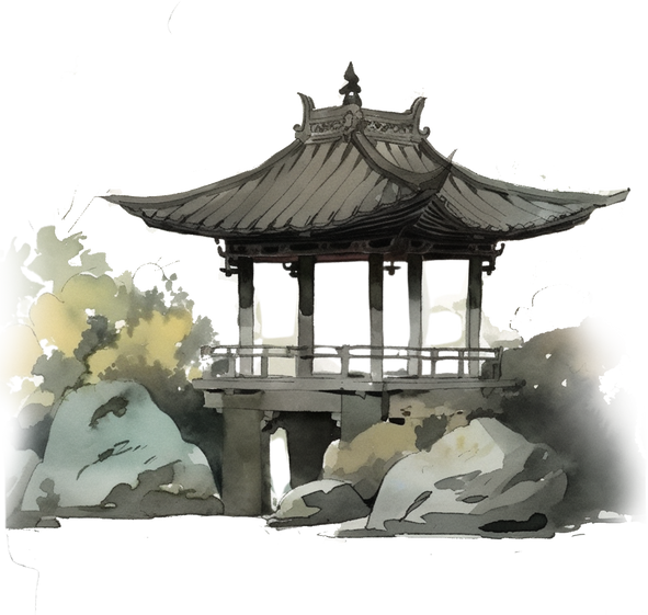 水墨古风建筑-亭子