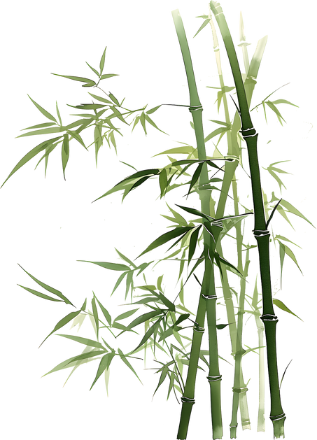 水墨风植物插画-竹子
