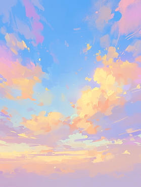 梦幻手绘海滩背景-海滩天空背景