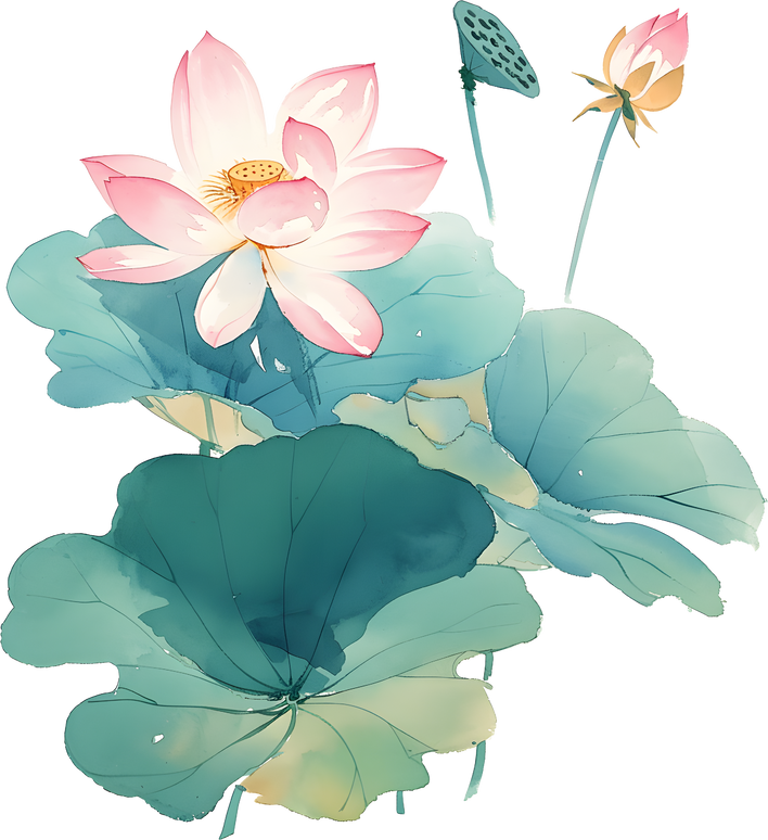 水墨风花卉插画-荷花