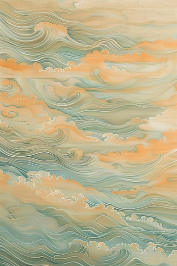 国风水墨插画简易背景-海浪
