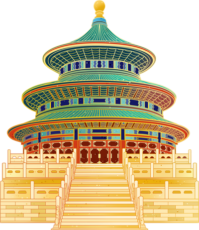 创意国潮风国庆节插画-天坛