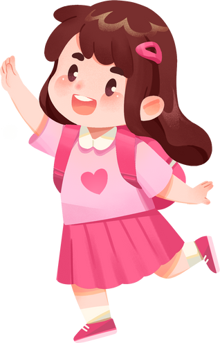 幼儿园扁平开学季插画-小女孩