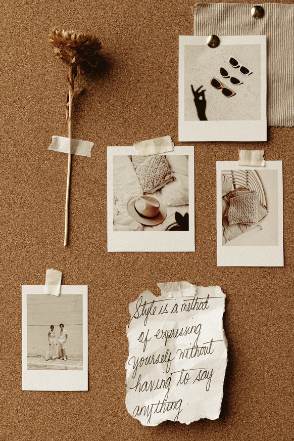 Minimalist and Neutral Photos on Cork Board
