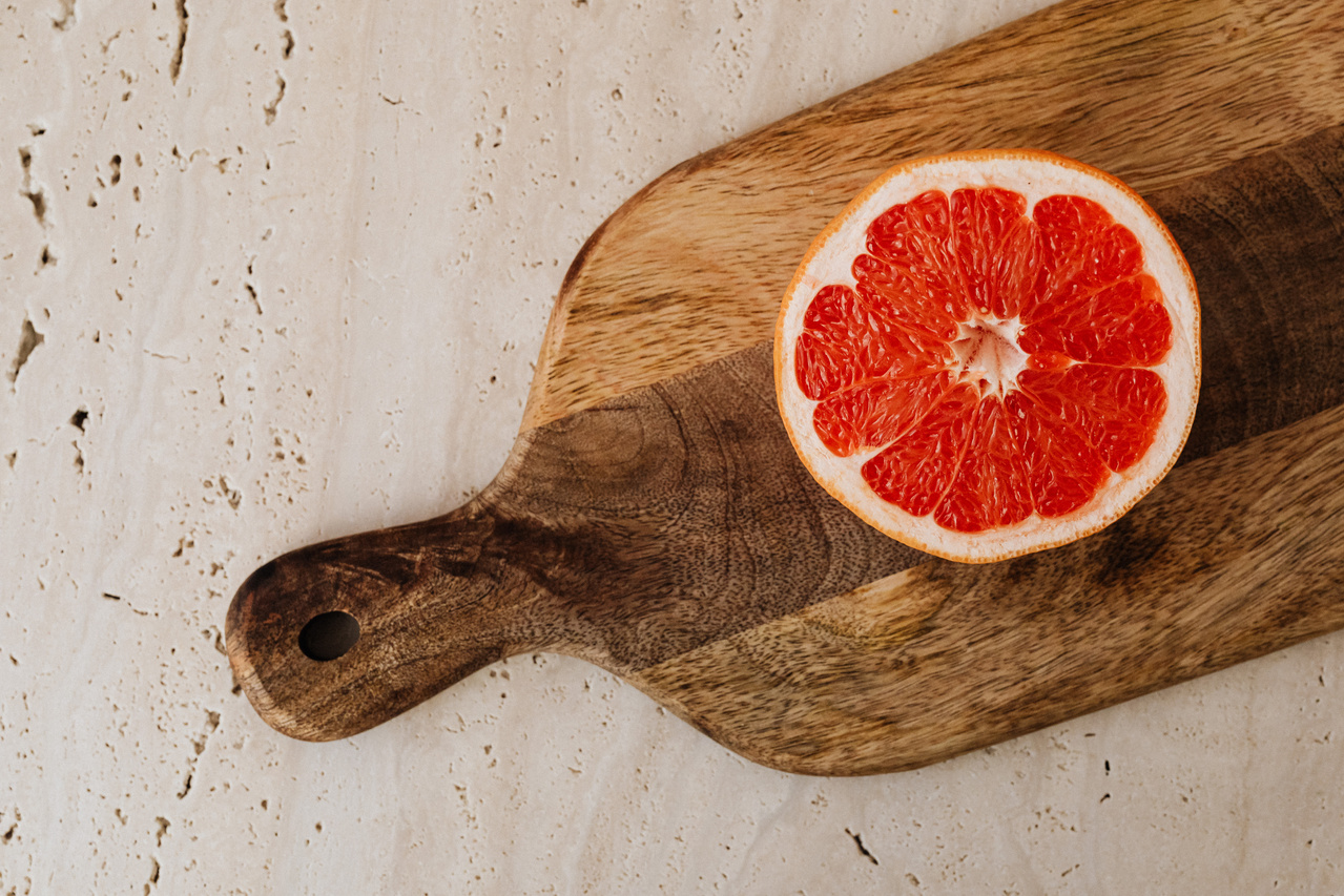 Grapefruit on Cutting Board