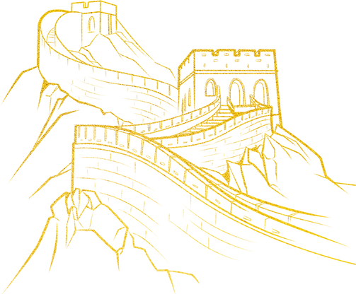 金色剪纸长城
