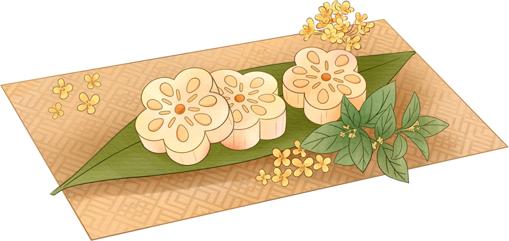 重阳节古风水墨插画-重阳桂花糕