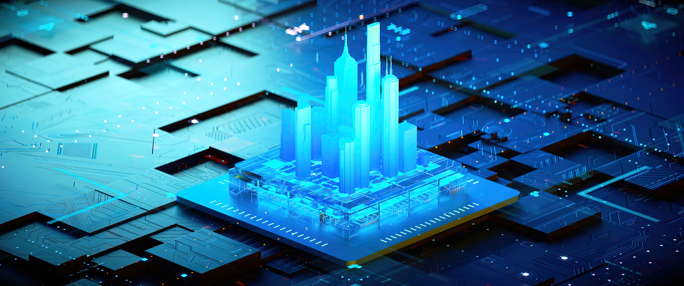 3D Rendering of Cyberpunk AI. Circuit Board. Technology Backgrou